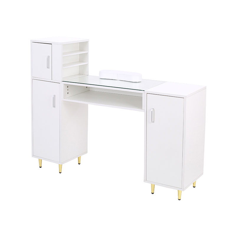 HZ2024BK / HZ2024W Bàn làm móng mặt kính Bàn làm móng kỹ thuật cao