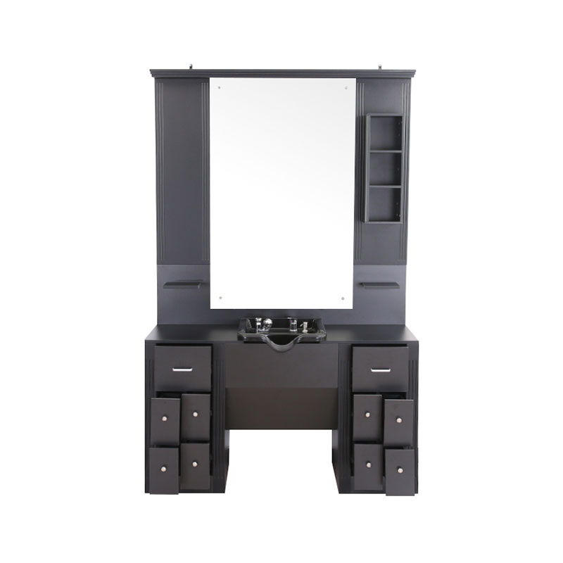 HZ2039 Bàn trang điểm lớn màu đen có tủ đèn