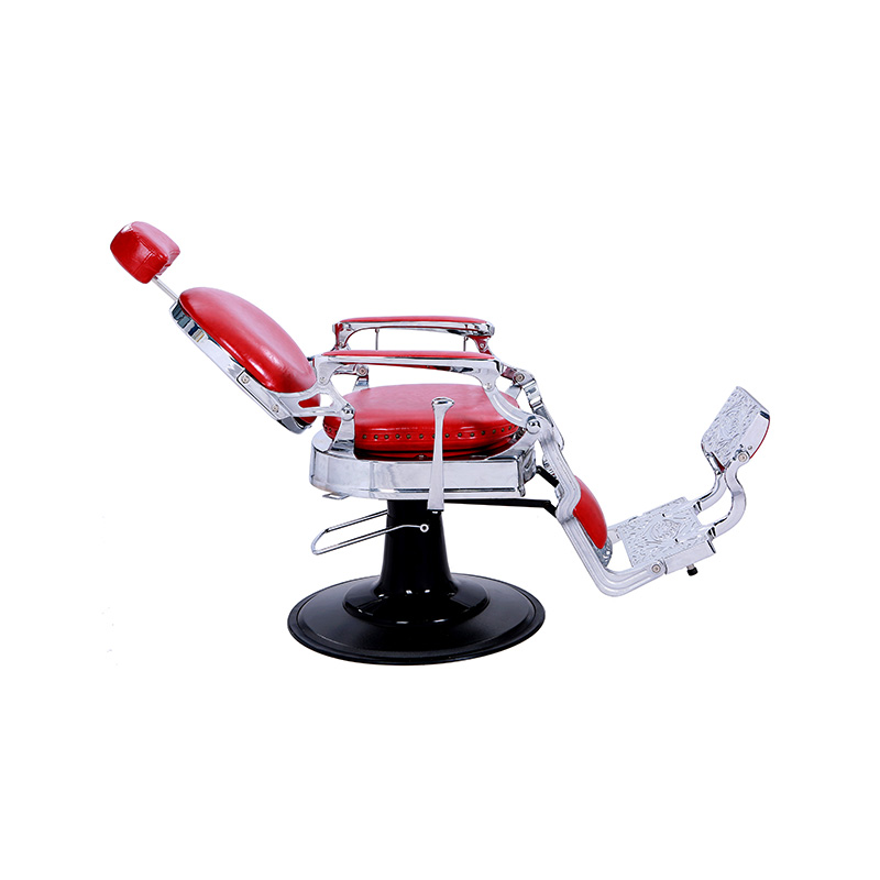 HZ8799DR Ghế cắt tóc khung bạc sáng bóng màu đỏ