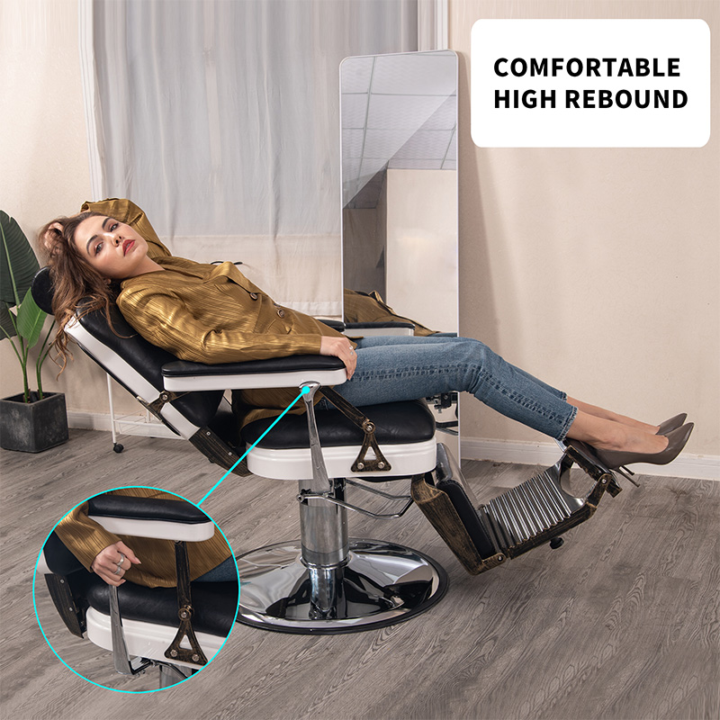 HZ8753BK / HZ8753GR / HZ8753RD Ghế cắt tóc Lincoln cổ điển màu đen