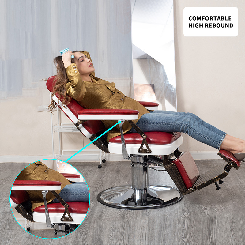 HZ8753BK / HZ8753GR / HZ8753RD Ghế cắt tóc Lincoln cổ điển màu đen